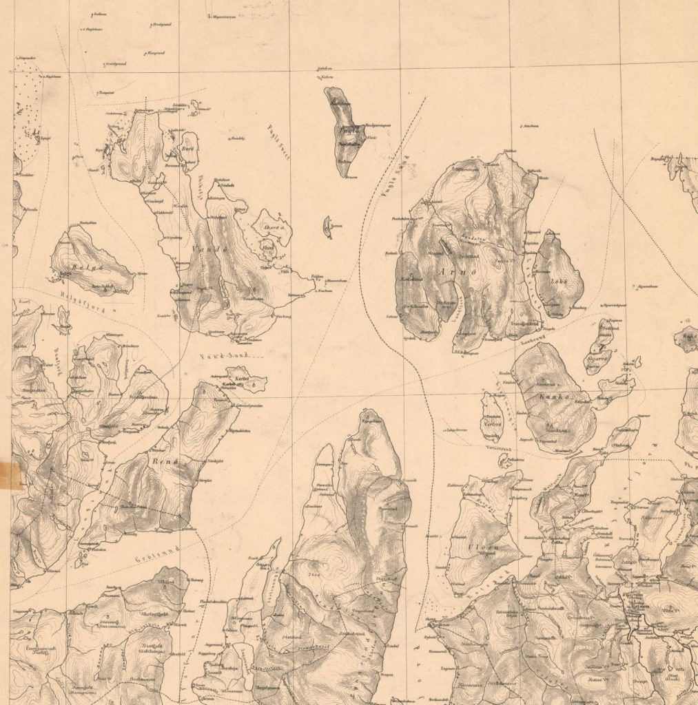 Map of Karlsøy, Helgøy, Vannøya, Arnøya and Lyngen, 1874